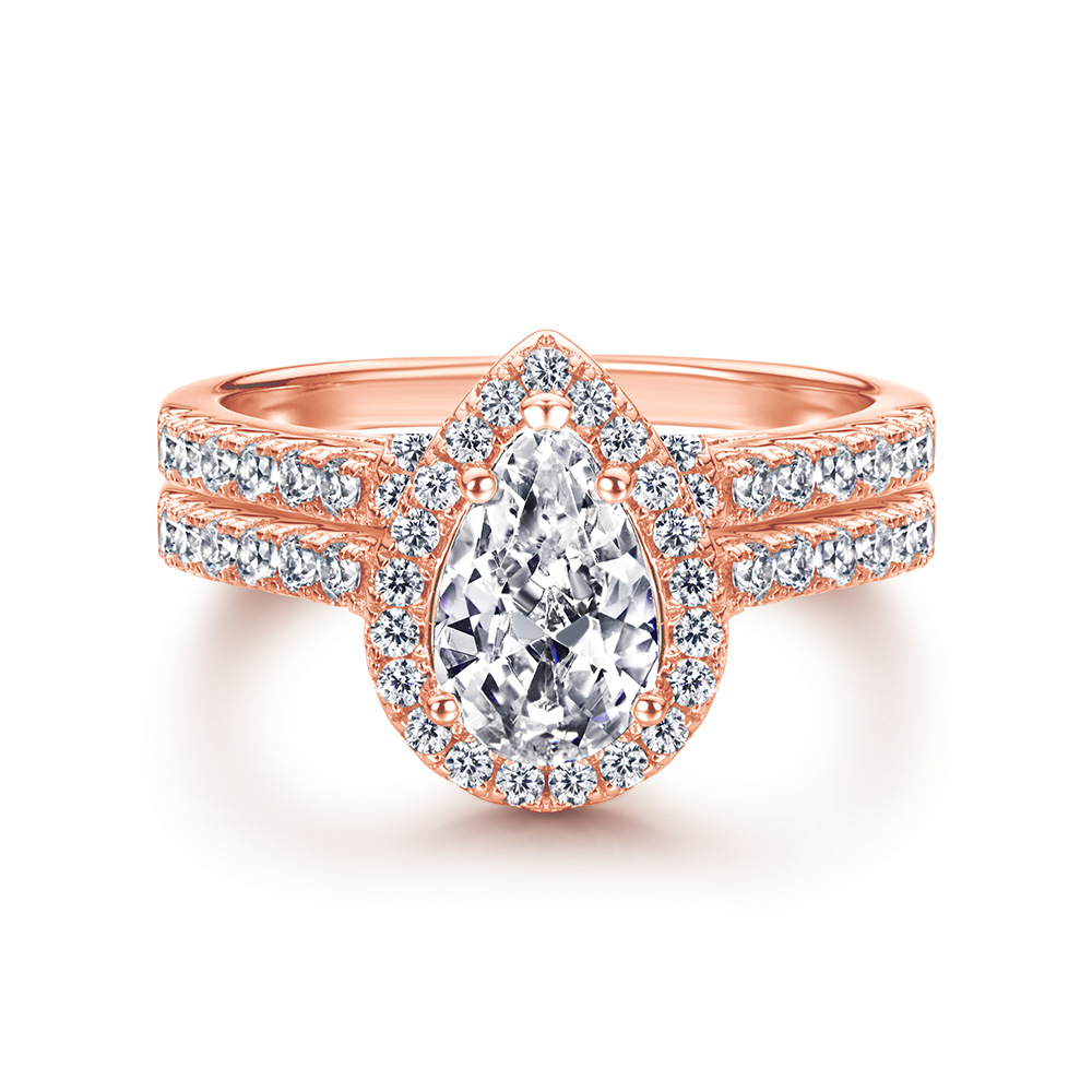 Women's S925 Moissanite Beaded Trim Eternity Ring, Trendy Accessory